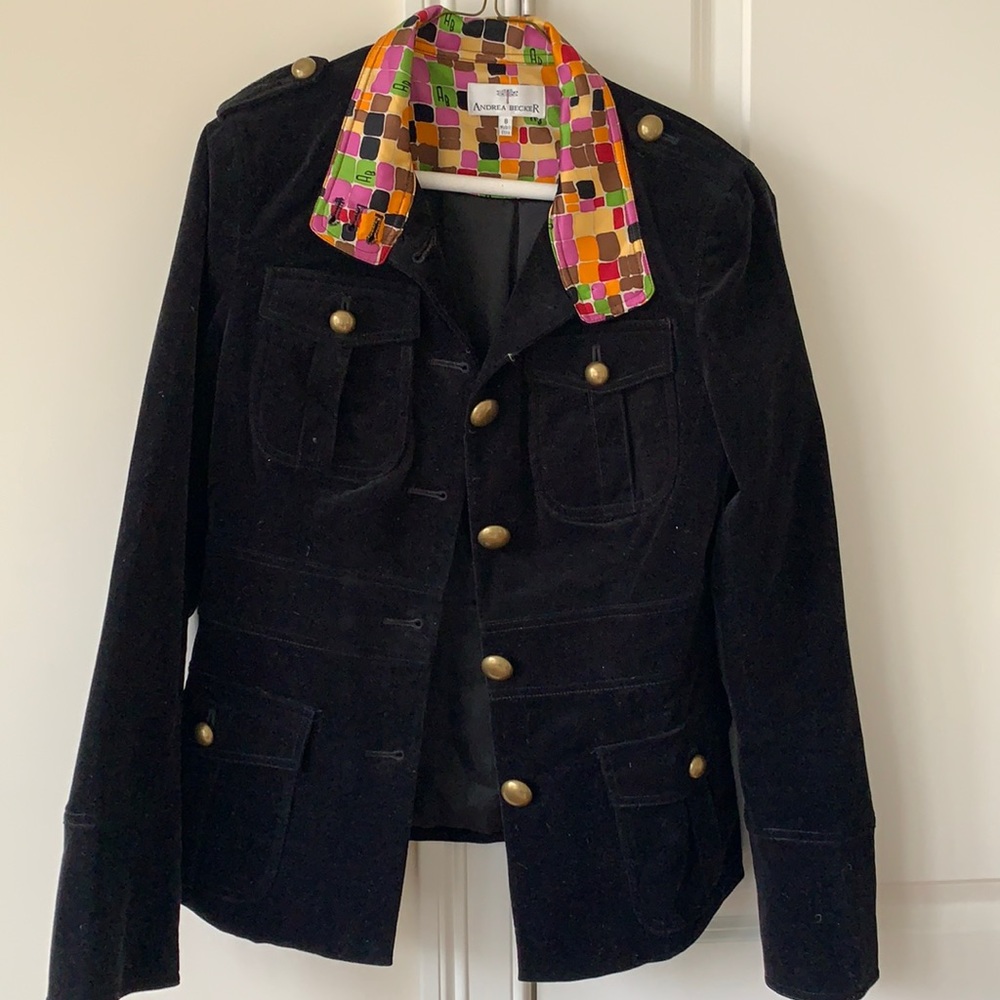 Black Corduroy Jacket, Andrea Becker, Size 8